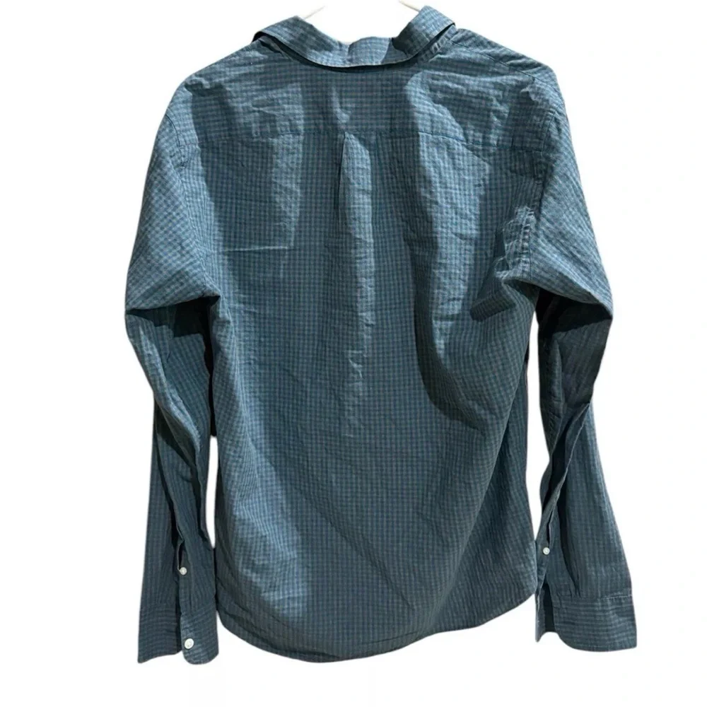 J Crew Slim Shirt Men Medium Turquoise Grey Button Long Sleeve